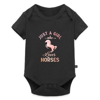 Cheval fille chevaux amour - Body à manches courtes Premium Bébé - noir - Devant