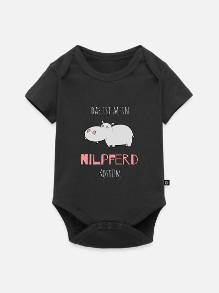 Anti-Fasching Anti-Karneval Kostüm Nilpferd - Baby Premium Kurzarmbody - Schwarz