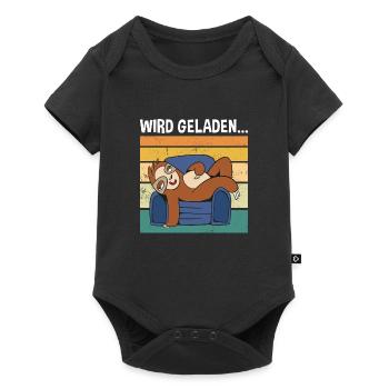 Wird Geladen... Süßes Faultier - Baby Premium Kurzarmbody - Schwarz - Vorne