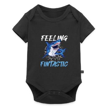 Fintastic Haifisch Lustig - Baby Premium Kurzarmbody - Schwarz - Vorne