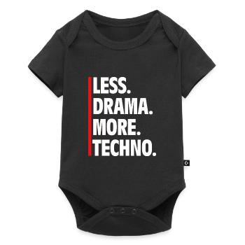 Less Drama More Techno - Raver Spruch Musik - Baby Premium Kurzarmbody - Schwarz - Vorne