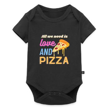 All we need is love and pizza - Baby Premium short-sleeve bodysuit - black - Front