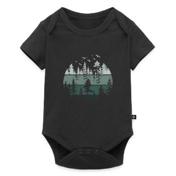 Wald Natur Wildnis Bäume Naturliebhaber - Baby Premium Kurzarmbody - Schwarz - Vorne