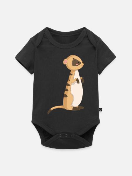 Erdmännchen Meerkatze - Baby Premium Kurzarmbody - Schwarz
