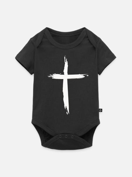 Kreuz - Baby Premium Kurzarmbody - Schwarz