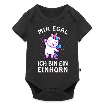 Mir egal ich bin ein Einhorn – Spruch Unicorn - Baby Premium Kurzarmbody - Schwarz - Vorne