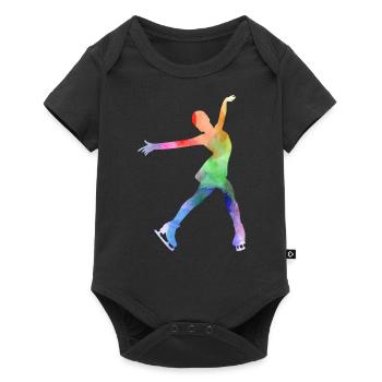 Patinage artistique Patineur Patineur Skate Danse Sports d’hiver - Body à manches courtes Premium Bébé - noir - Devant