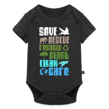 Planet Retten Tiere Recyceln Pflanzenpflege Erde - Baby Premium Kurzarmbody - Schwarz - Vorne