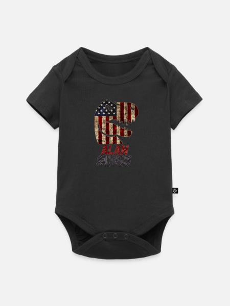 Patriotic Alan Dinosaur Alansaurus - Baby Premium Kurzarmbody - Schwarz