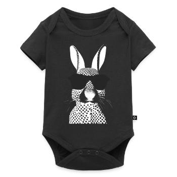 Fashionable Fashion Black and White Rabbit With Glasses - Baby Premium short-sleeve bodysuit - black - Front
