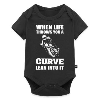 When Life Throws You A Curve Lean Into It Motorrad - Baby Premium Kurzarmbody - Schwarz - Vorne