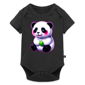 Süßes Baby Panda Bärchen - Baby Premium Kurzarmbody - Schwarz - Vorne
