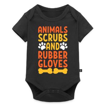 Animal Scrubs And Rubber Gloves Veterinärassistent - Baby Premium Kurzarmbody - Schwarz - Vorne