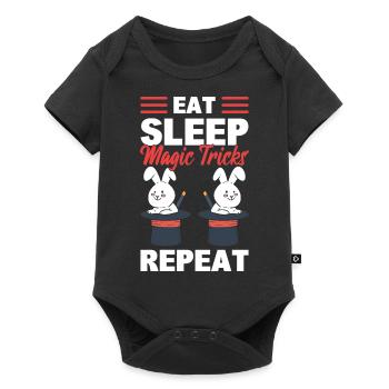 Eat Sleep Magic Tricks Repeat Illusionist - Baby Premium Kurzarmbody - Schwarz - Vorne