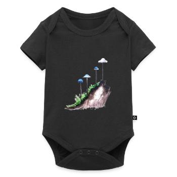 Handdrawn hand painted watercolor mushrooms mushrooms - Baby Premium short-sleeve bodysuit - black - Front