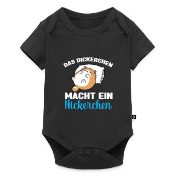 Katze Das Dickerchen macht ein Nickerchen - Baby Premium Kurzarmbody - Schwarz - Vorne