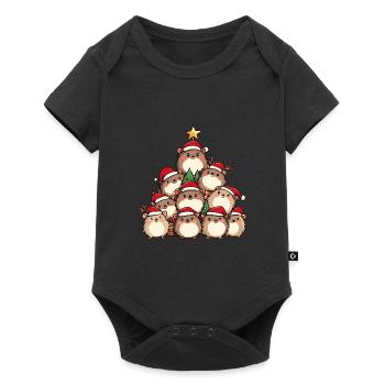 Igel Weihnachten Christbaum - Baby Premium Kurzarmbody - Schwarz - Vorne