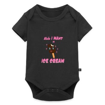Ich will Eiscreme Eis Schoko Sommer Schmelzen - Baby Premium Kurzarmbody - Schwarz - Vorne