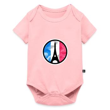 Frankreich France Eiffelturm Nationalfarben - Baby Premium Kurzarmbody - Rosa - Vorne