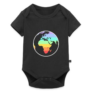 Regenbogen Welt - Baby Premium Kurzarmbody - Schwarz - Vorne