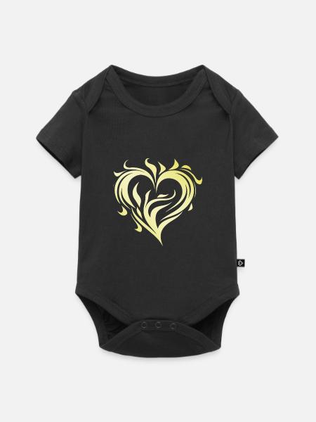 Herz Gold Flamme - Baby Premium Kurzarmbody - Schwarz