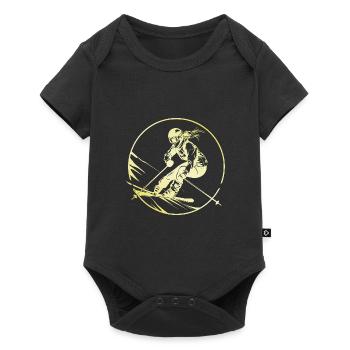 Skiing Skiing Woman - Baby Premium short-sleeve bodysuit - black - Front