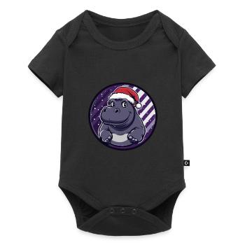 Nilpferd Weihnachten X-Mas - Baby Premium Kurzarmbody - Schwarz - Vorne