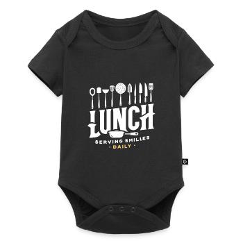 Mittagessen Täglich ein Lächeln servieren - Baby Premium Kurzarmbody - Schwarz - Vorne