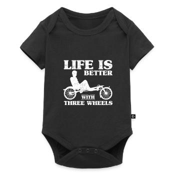 Velomobil | Recumbent Trike Triker Sport Geschenk - Baby Premium Kurzarmbody - Schwarz - Vorne