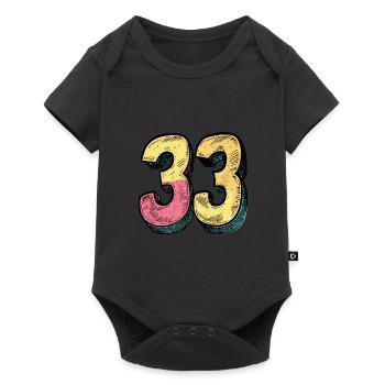 33 Nombre Coloré - Body à manches courtes Premium Bébé - noir - Devant
