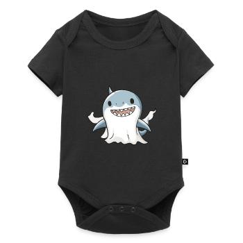 Requin Halloween Bande Dessinée Fantôme - Body à manches courtes Premium Bébé - noir - Devant