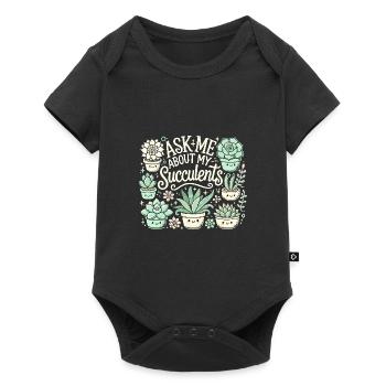 Fragen Sie mich nach meinen Sukkulenten - Baby Premium Kurzarmbody - Schwarz - Vorne