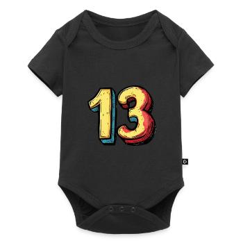 13 Nombre Coloré - Body à manches courtes Premium Bébé - noir - Devant