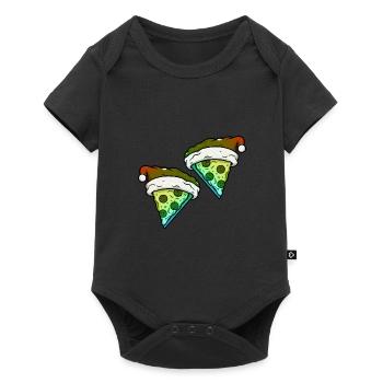 Pizza Noël Bande dessinée drôle - Body à manches courtes Premium Bébé - noir - Devant