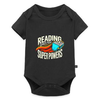 Lesen gibt dir Superkräfte - Baby Premium Kurzarmbody - Schwarz - Vorne
