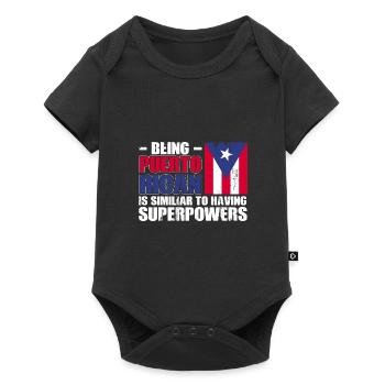 Puerto Rico Flagge | Puerto Ricaner Geschenkideen - Baby Premium Kurzarmbody - Schwarz - Vorne