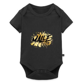 Malle 2025 Gold Mallorca Klecks - Baby Premium Kurzarmbody - Schwarz - Vorne