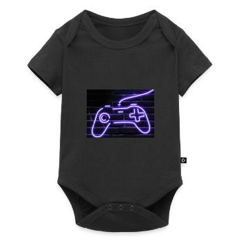 Neon Gaming Controller für Gamer - Baby Premium Kurzarmbody - Schwarz - Vorne