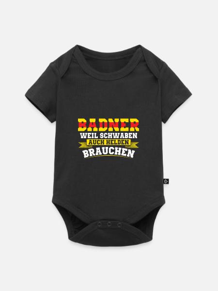 Baden Geschenkidee | Badner Badisch Badener Flagge - Baby Premium Kurzarmbody - Schwarz