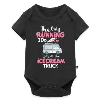 running after icecream truck je folg le camion de glace - Body à manches courtes Premium Bébé - noir - Devant