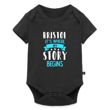 Spruch Bristol ist wo meine Geschichte beginnt. - Baby Premium Kurzarmbody - Schwarz - Vorne
