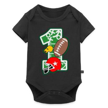 Fußball 1. Geburtstag Party Nummer 1 - 1 Jahre - Baby Premium Kurzarmbody - Schwarz - Vorne