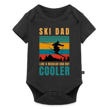Ski Papa wie normaler Papa, aber cooler - Baby Premium Kurzarmbody - Schwarz - Vorne