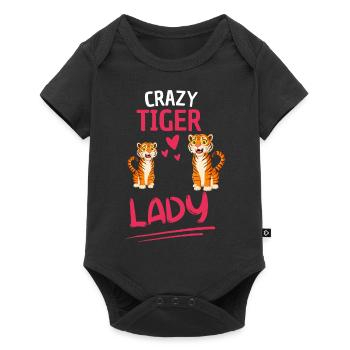 Verrückte Tiger Lady Dschungel Tier Geschenk Tiger - Baby Premium Kurzarmbody - Schwarz - Vorne