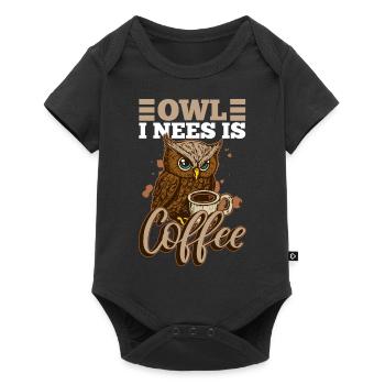 Hibou, j'ai besoin d'un café, lundi, mignon hibou, - Body à manches courtes Premium Bébé - noir - Devant