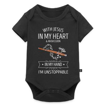 Fagottrohr für Fagottist und Fagottorchester - Baby Premium Kurzarmbody - Schwarz - Vorne