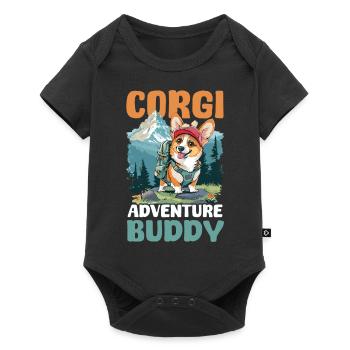 Corgi Mom Dad Corgi Adventure Buddy - Baby Premium short-sleeve bodysuit - black - Front