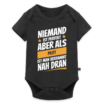 Niemand ist perfekt - Pilot - Spruch - Baby Premium Kurzarmbody - Schwarz - Vorne