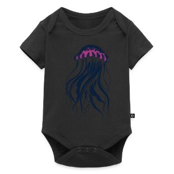 Float and glow, jellyfish with tentacles - Baby Premium short-sleeve bodysuit - black - Front