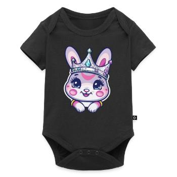 Lapin mignon avec couronne - Body à manches courtes Premium Bébé - noir - Devant